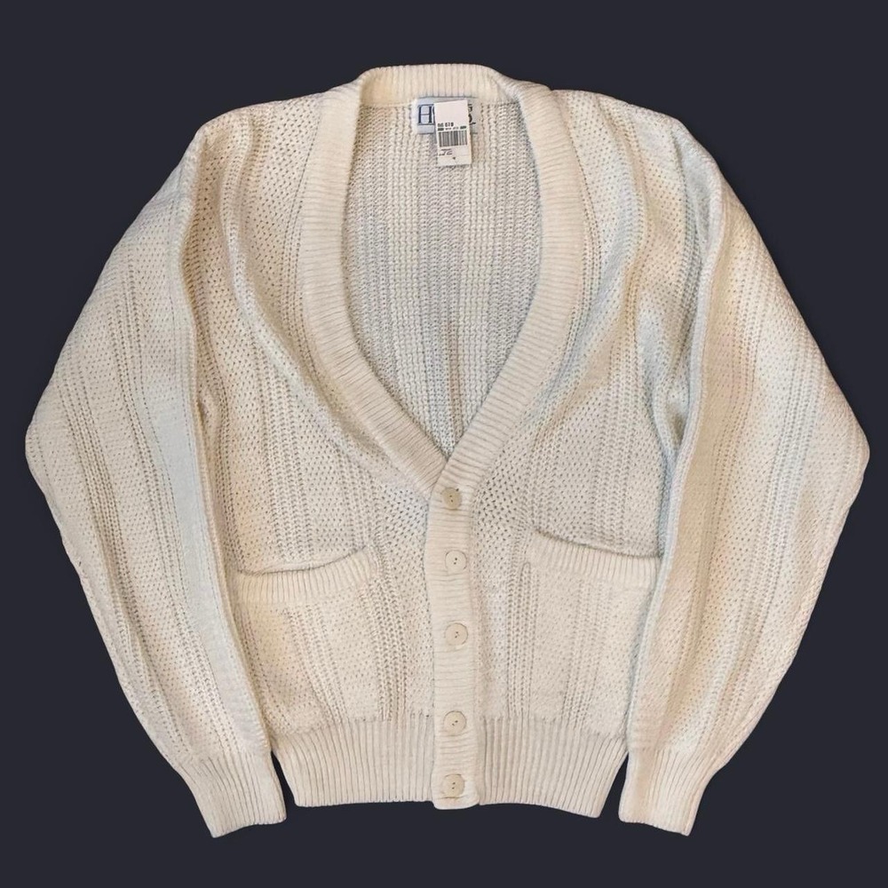 Vintage Honors Cream Tan Knit Cardigan Men's Size Small 90s Preppy Old Money